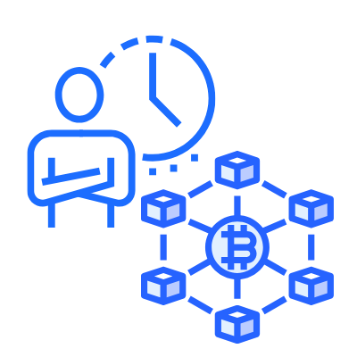 Infografik mit einem Warte-Icon und der Anweisung „Warten Sie auf die Bestätigung“