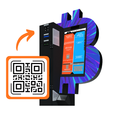 Modell eines Bitcoin-ATMs mit QR-Code