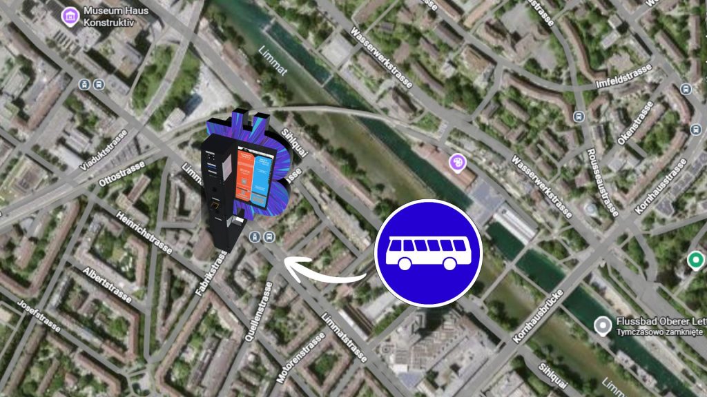 Karte mit dem Standort der Haltestelle in der Nähe des Bitcoin-ATMs
