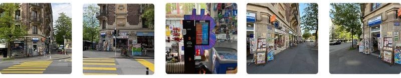 Fünf Fotos eines Bitcoin ATMs in Lausanne.