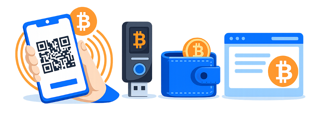 Ikonografiken mit Bitcoin-Wallets