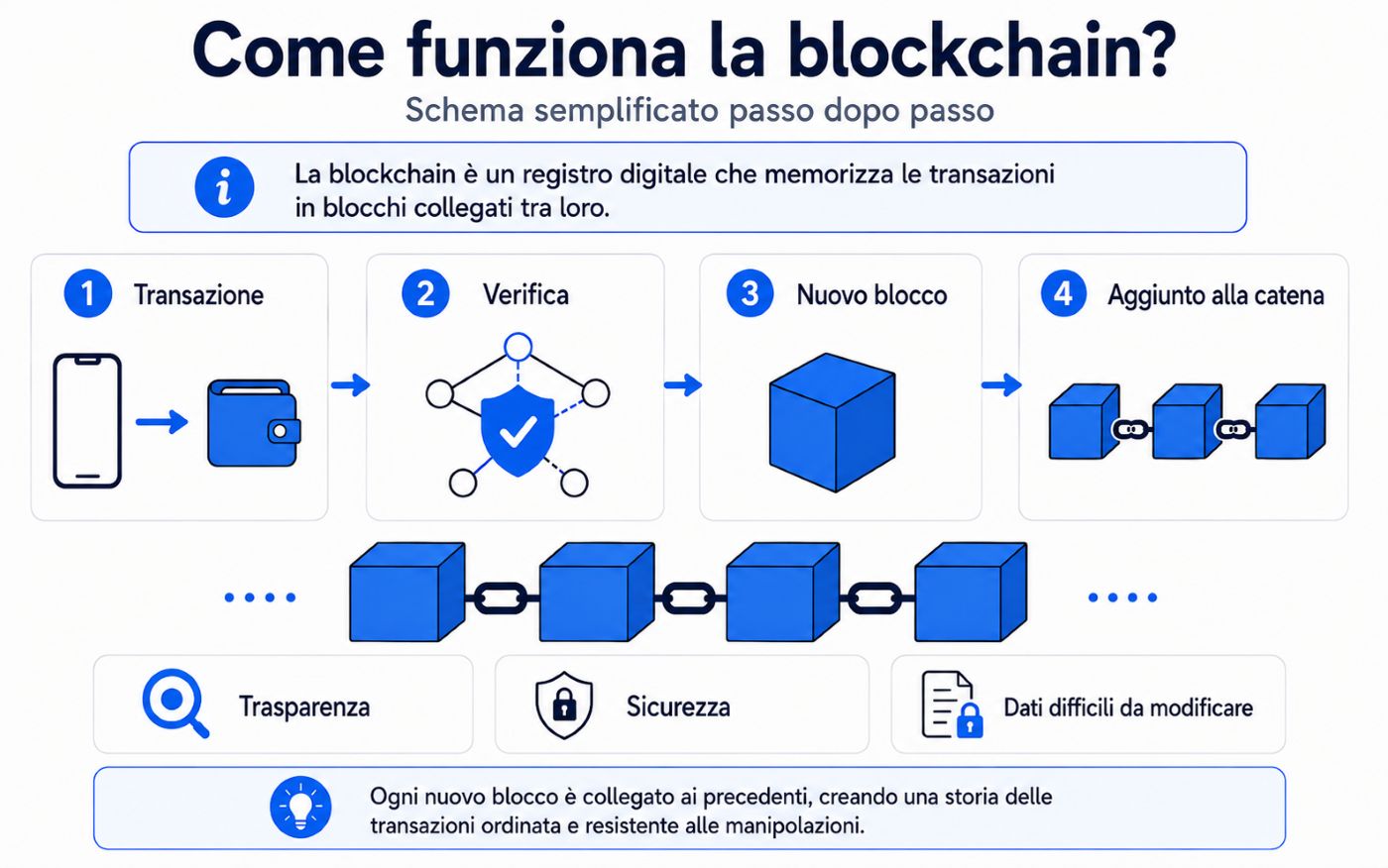 Rappresentazione di una catena blockchain