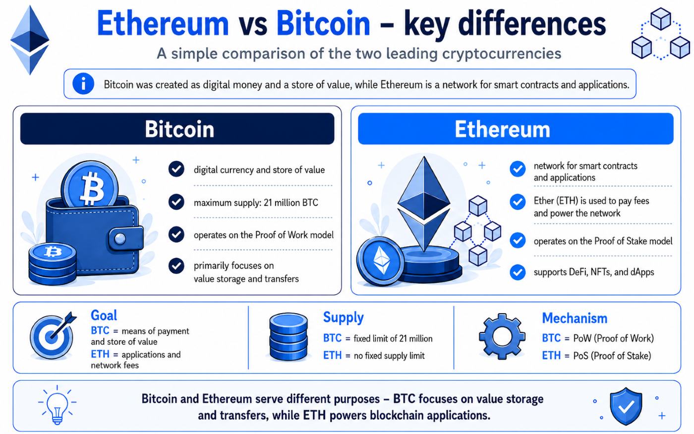 Ethereum vs. Bitcoin – Key Differences