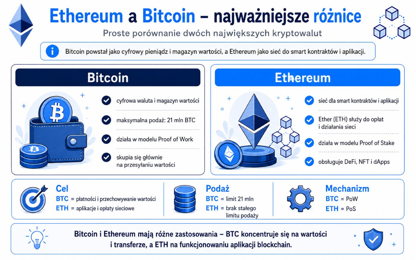 Ethereum und Bitcoin – die wichtigsten Unterschiede