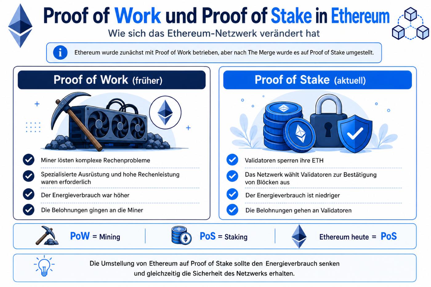 Proof of Work und Proof of Stake bei Ethereum