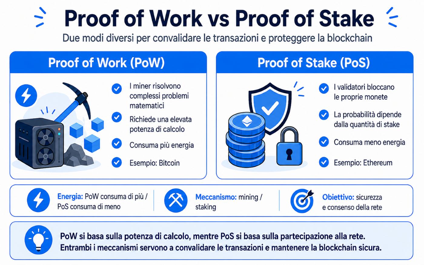 Differenza tra Proof of Work e Proof of Stake