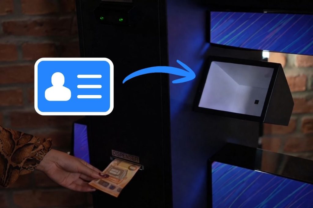 Scanner am Bitcoin ATM, auf dem das Dokument platziert wird.
