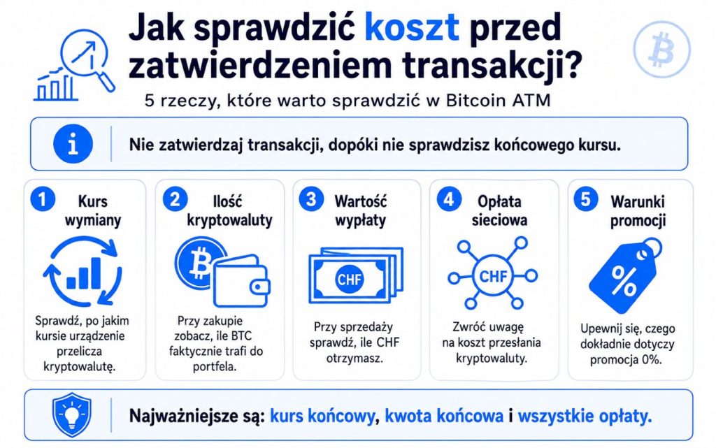 Grafik, die erklärt, wie man die Kosten vor der Bestätigung einer Transaktion überprüft.