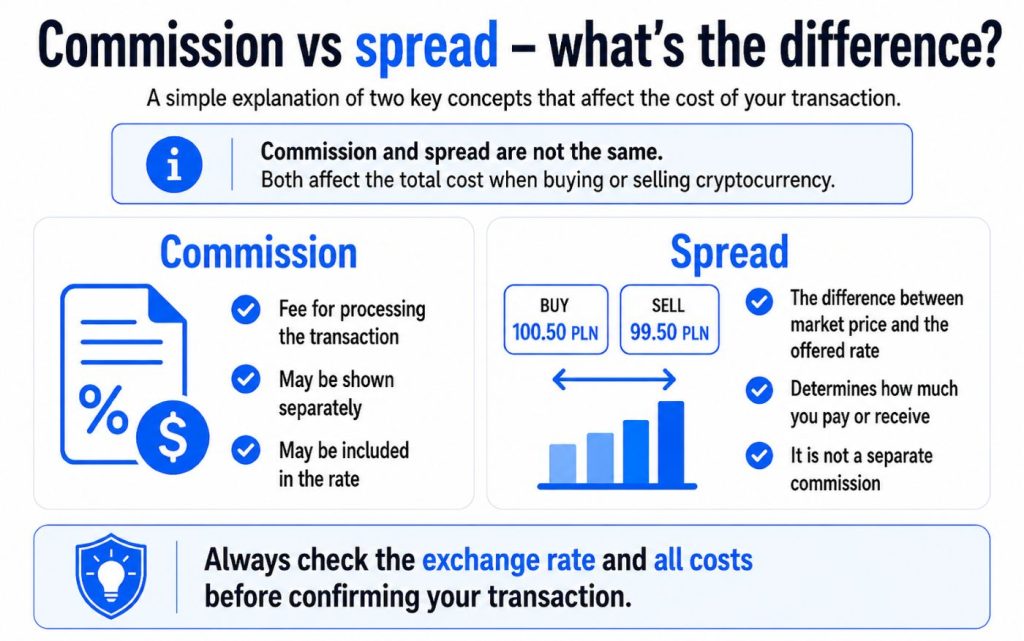 A graphic explaining the difference between fees and spread.