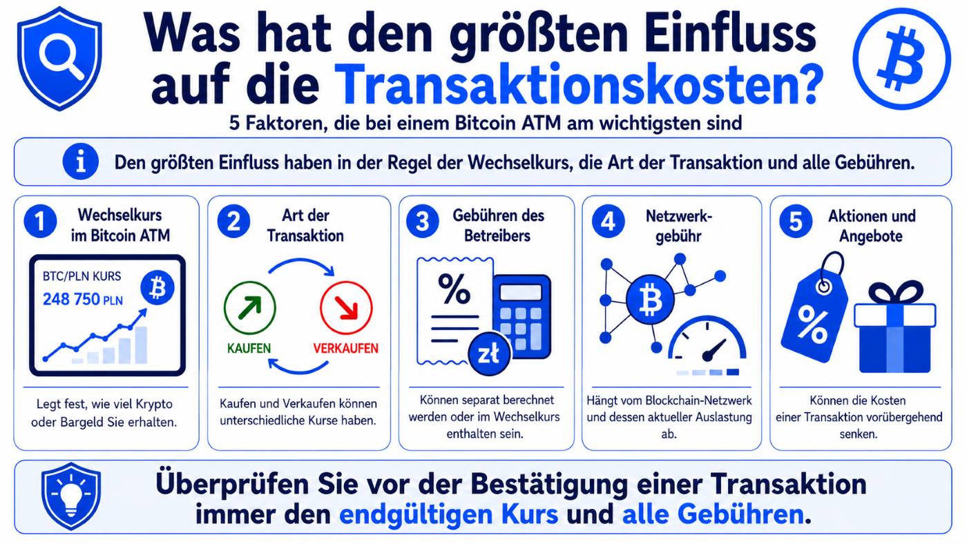 Grafik, die erklärt, welche Faktoren die Transaktionskosten am stärksten beeinflussen.