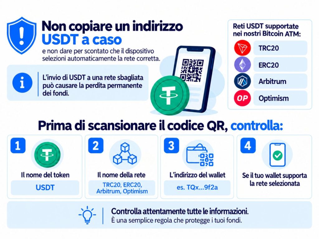 Spiegazione del perché non bisogna copiare un indirizzo USDT a caso.