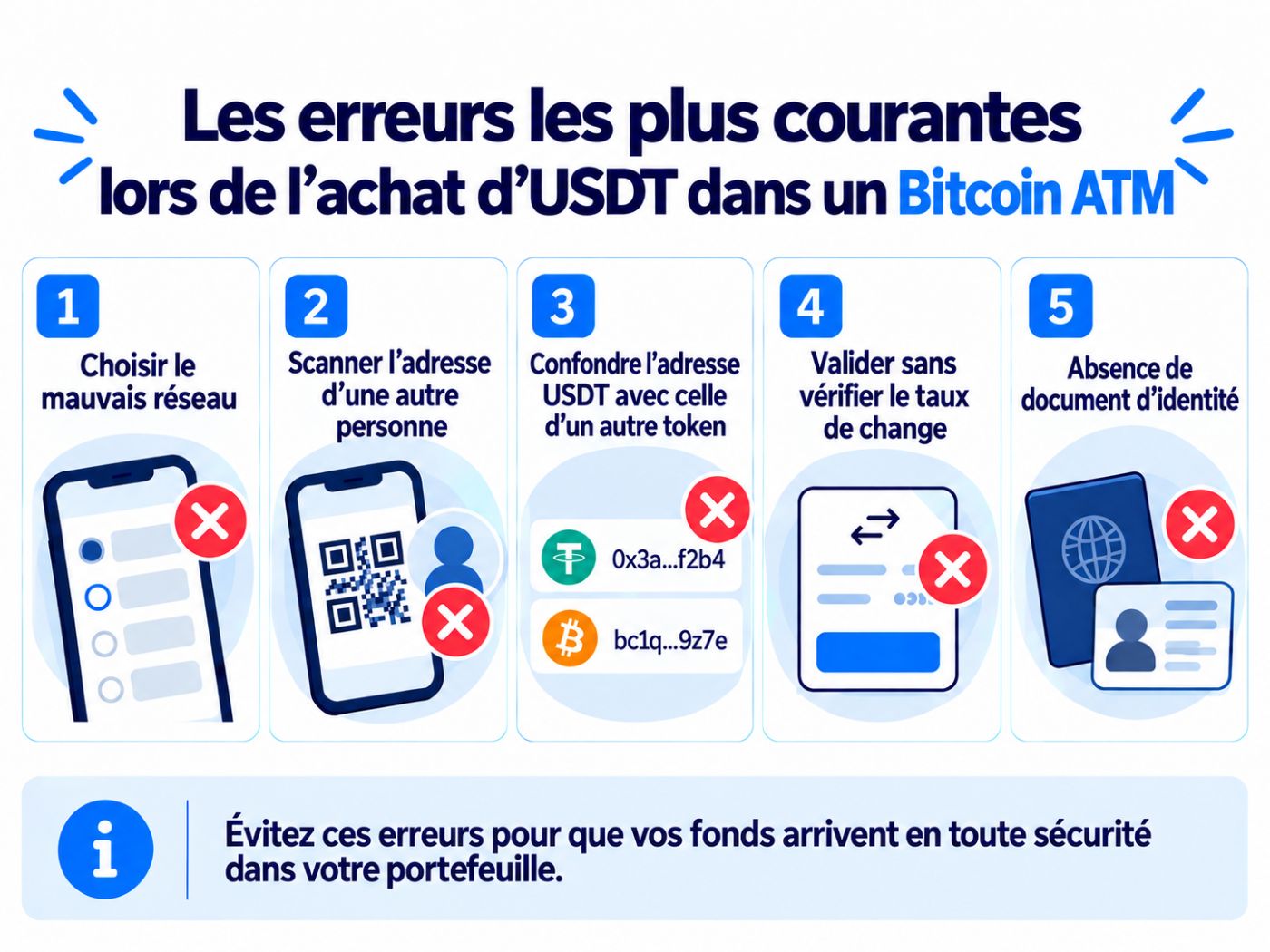 Explication des erreurs les plus fréquentes lors de l’achat d’USDT à un Bitcoin ATM.