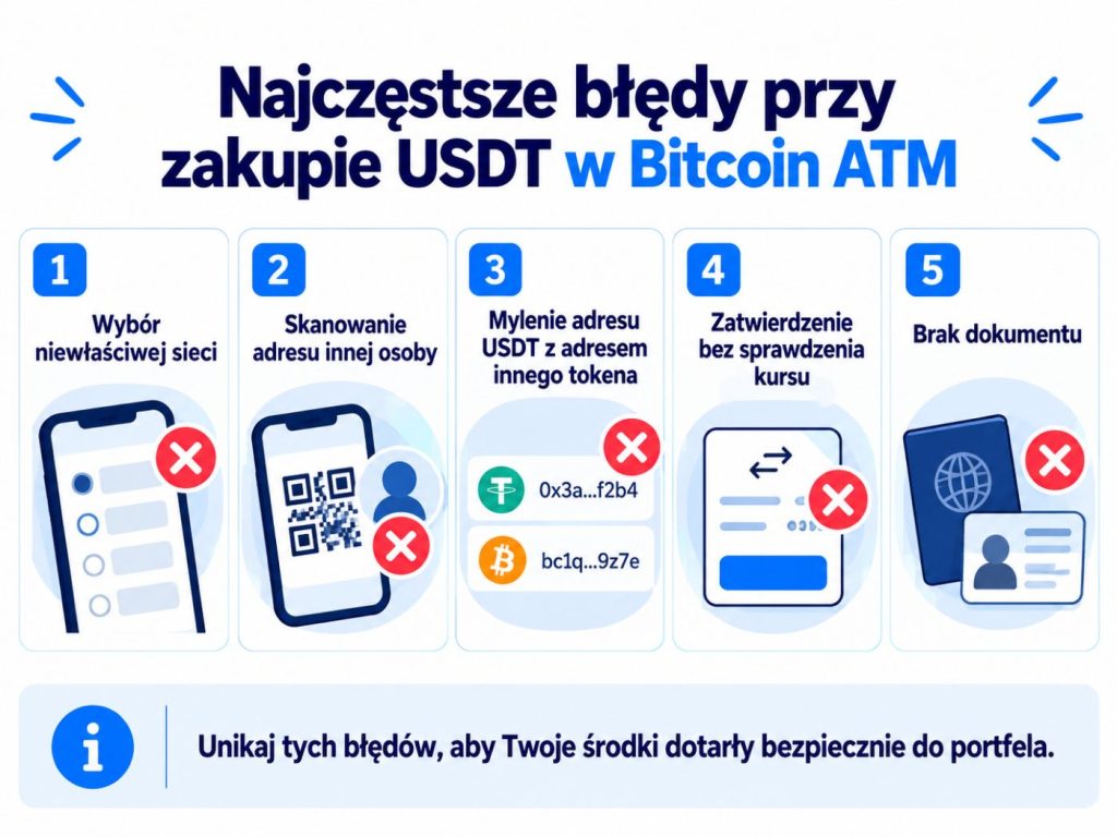 Erklärung der häufigsten Fehler beim Kauf von USDT an einem Bitcoin-Automaten.