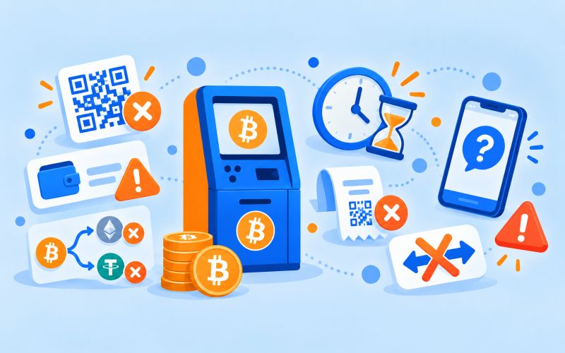 Bitcoin ATM mit den häufigsten Fehlern bei der Nutzung