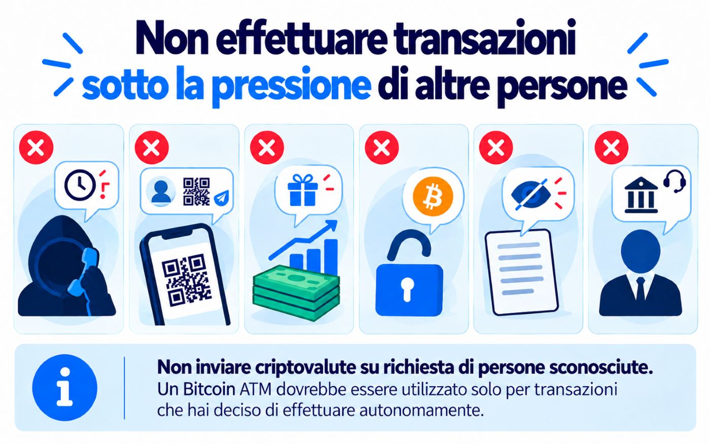 Non effettuare una transazione sotto pressione da parte di un'altra persona